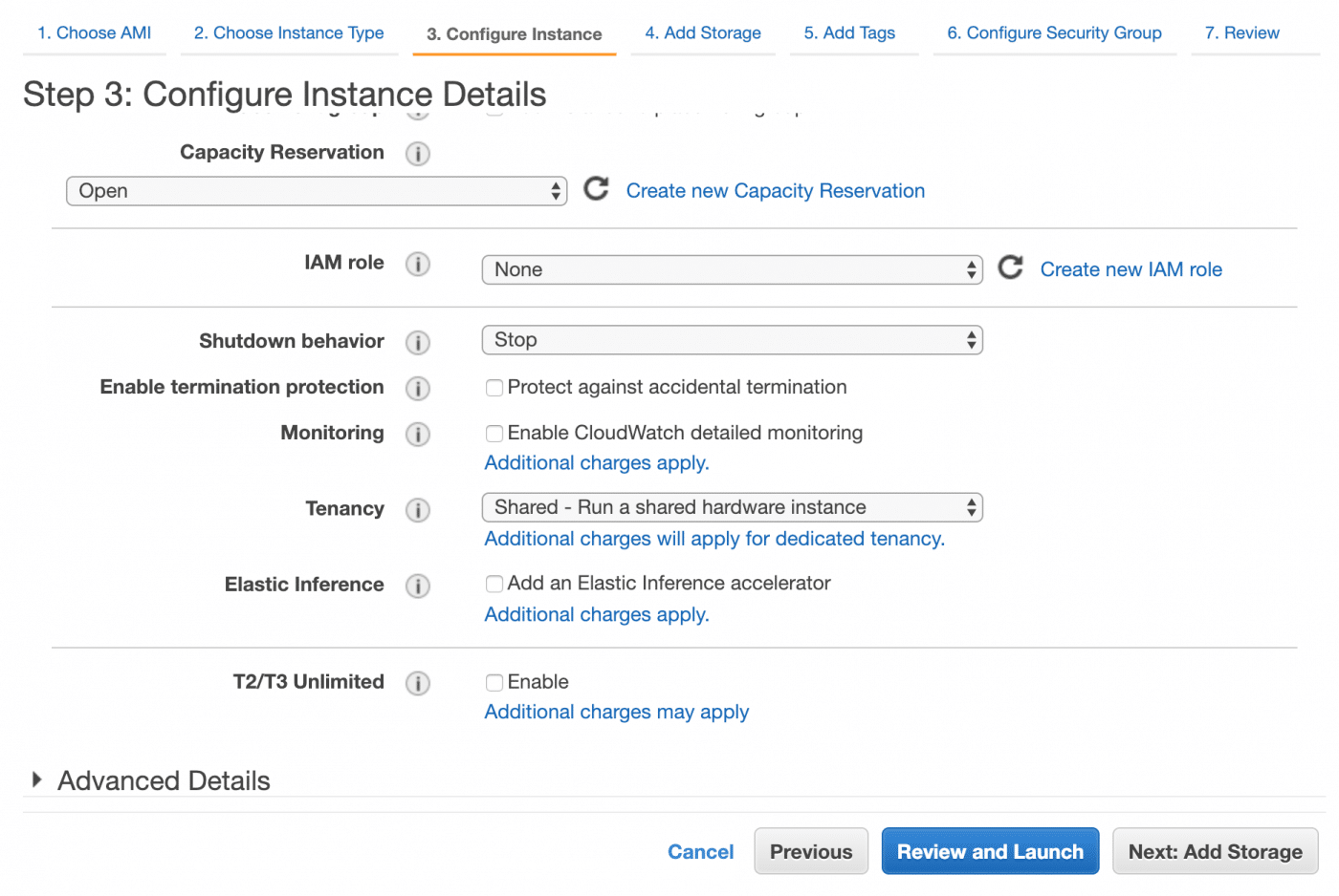 Instance configuration