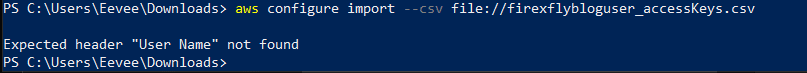 PowerShell windows showing common error when importing credentials